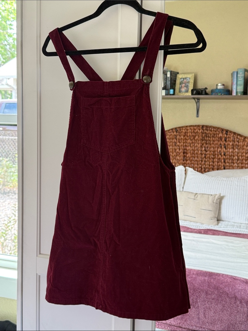 Xhilaration Burgundy Corduroy Pinafore Mini Dress